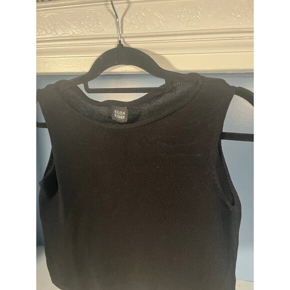 Eileen Fisher 100% Cotton Knit Cardigan Tank Set Black Size Medium - Picture 6 of 11